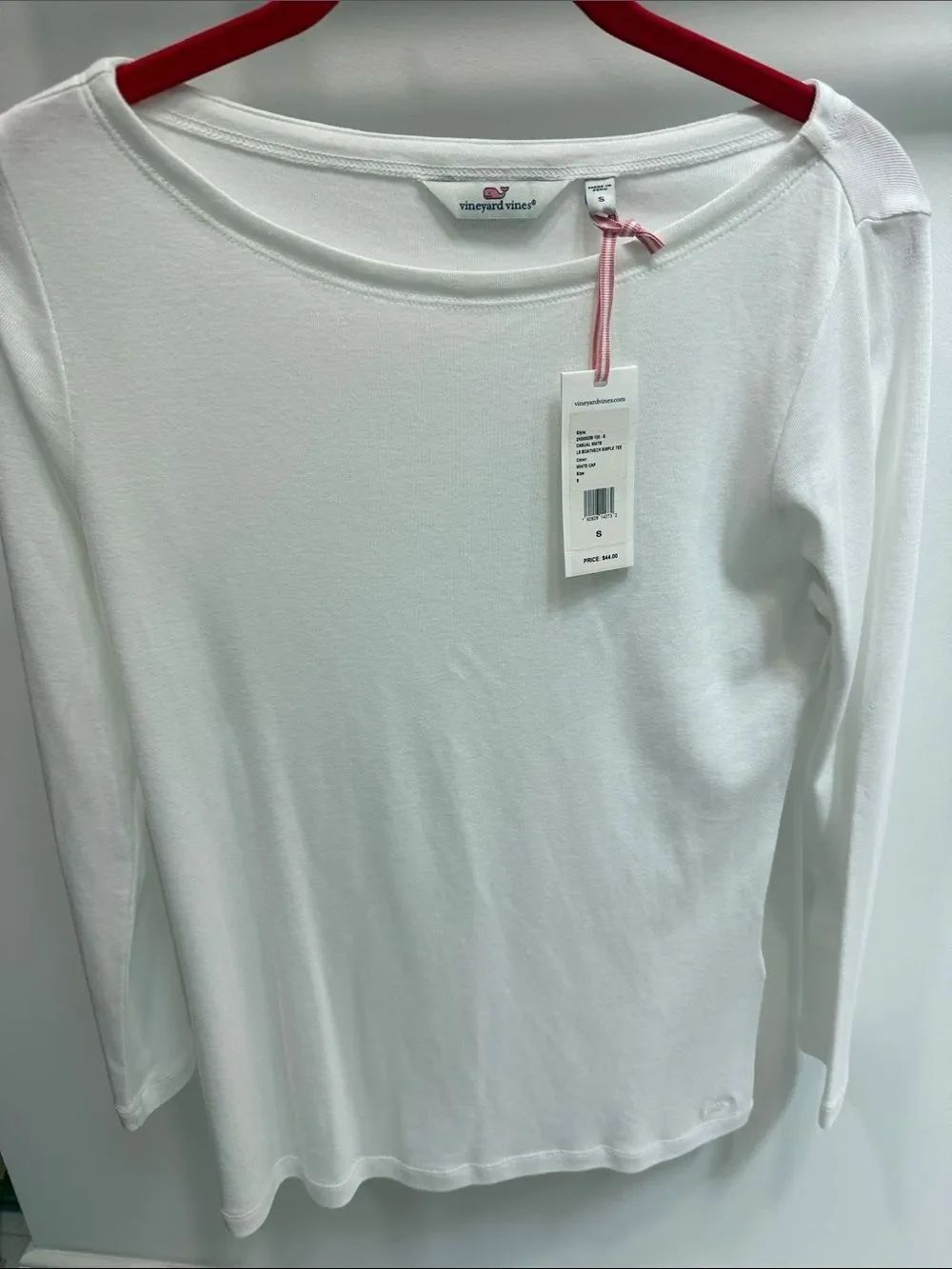 Vineyard Vines White Long-Sleeve Boatneck Tee